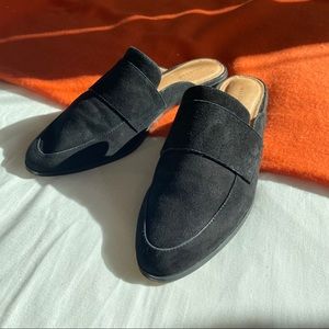 Halogen Black Suede Flat Slides